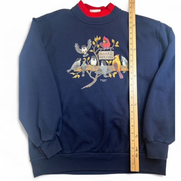 Vintage Morning Sun “Board Meeting” Bird Sweatshirt | Grandmacore 90s | Size L - Picture 2 of 8